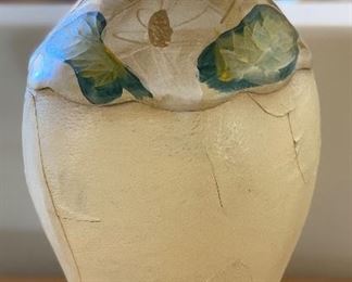 2pc Hand Painted Leaf Lamps PAIR 26in H x 21in Diameter