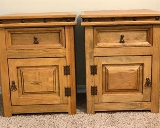 #1 2pc Mexican Rustic Nightstands PAIR 27.5x22x21in HxWxD