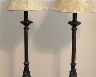2pc Resin Faux Bronze Lamp PAIR 34in H x 11in Diameter
