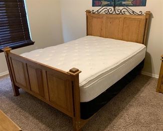 #2 Mexican Rustic Queen Bed w/ Sealy Pillow Top Mattress 64x61x87in HxWxD