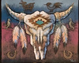 Southwest Cow Skull Picture Teresa Bernard 40x50.5x1in HxWxD
