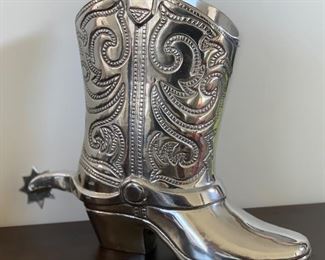 Holland Boone Pewter Cowboy boot Wine Holder 12x5x14inH HxWxD