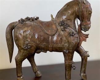 Hammered Copper Horse Statue Rustic Folk Art 12x4.5x12in HxWxD