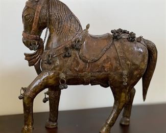 Hammered Copper Horse Statue Rustic Folk Art 12x4.5x12in HxWxD