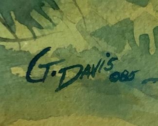 *Original* Signed G Davis Watercolor Superstition Mountains South West Landscape Painting 29.5x36.5x1.25in HxWxD
