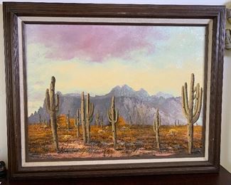 *Original* Sonoran Desert Western Landscape Oil Painting Sullivan 23x29x1.5in HxWxD