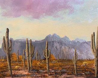 *Original* Sonoran Desert Western Landscape Oil Painting Sullivan 23x29x1.5in HxWxD