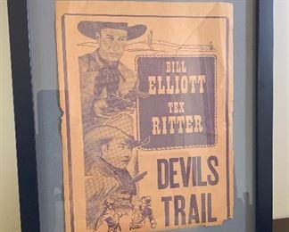 Bill Elliott Tex Ritter Devils Trail Framed Lobby Card/Poster 16.5x13.75x1in HxWxD
