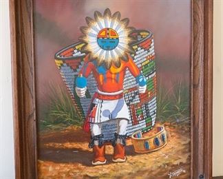 *Original* Lawrence Spencer Sunface Kachina Painting 23.5x20x2in HxWxD