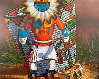 *Original* Lawrence Spencer Sunface Kachina Painting 23.5x20x2in HxWxD
