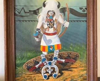 *Original* Lawrence Spencer Buffalo Kachina Painting 23.5x20x2in HxWxD