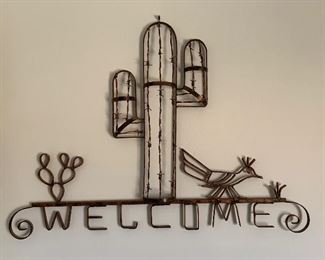 Rustic Western Wrought Iron Welcome Sign 26x38x2.5in HxWxD