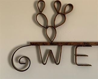 Rustic Western Wrought Iron Welcome Sign 26x38x2.5in HxWxD