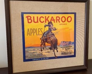 Buckaroo Brand Apples Framed Label 14x15.1.25in HxWxD