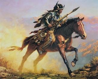 *Signed* Chuck Ren Spirit of the Plains Lithograph Limited Edition 1542/1800 27x20.5in HxWxD