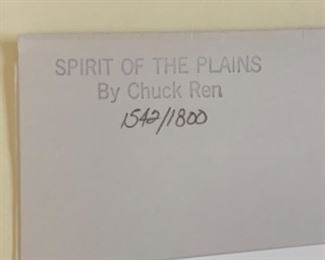 *Signed* Chuck Ren Spirit of the Plains Lithograph Limited Edition 1542/1800 27x20.5in HxWxD