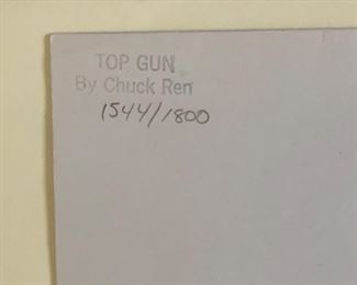 *Signed* Chuck Ren Top Gun Lithograph Limited Edition 1544/1700 28x20.25in HxWxD
