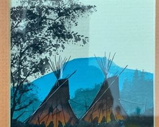 *Original* Yellowman Twin Teepee Painting 1983 12x10x.5in HxWxD