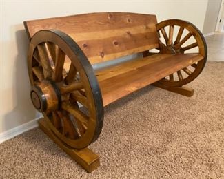 Mexican Rustic Wagon Wheel Bench 60x27x30 HxWxD