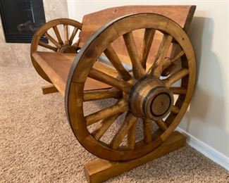 Mexican Rustic Wagon Wheel Bench 60x27x30 HxWxD