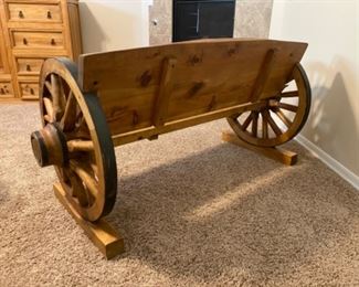 Mexican Rustic Wagon Wheel Bench 60x27x30 HxWxD