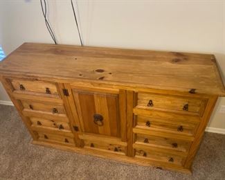 Rustic Mexico 9 drawer dresser 71.5x21.5x43.5 HxWxD