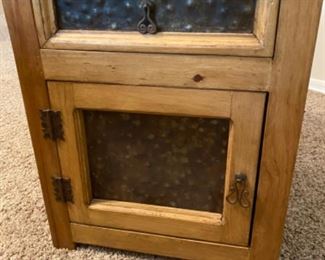Rustic Mexico wood w/metal inserts nightstands pair 22x21x28 x2 HxWxD
