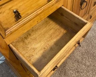 Rustic Mexico wood w/metal inserts nightstands pair 22x21x28 x2 HxWxD