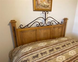 #3 Mexican Rustic Queen Bed w/ Sealy Pillow Top Mattress 64x61x87in HxWxD
