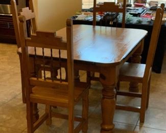 Rustic Mexico Dining Table w/ 4 Chairs Small Table: 31x40x60in chairs: 46x18x18in HxWxD