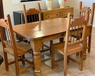 Rustic Mexico Dining Table w/ 4 Chairs Small Table: 31x40x60in chairs: 46x18x18in HxWxD