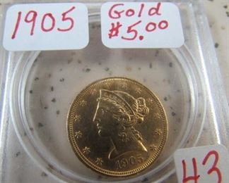 1905 Gold $5.00 Coin