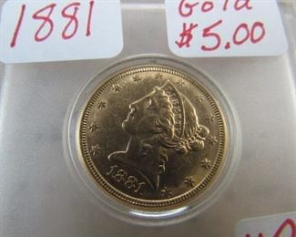 1881 Gold $5.00 Coin