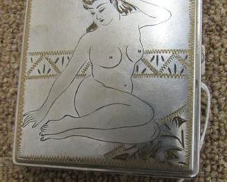 WWII Lighter w/Cigarette Case & Nude Lady