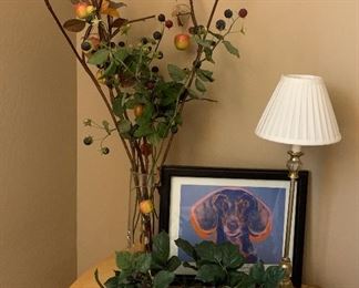 Art "Portrait of Maurice" Andy Warhol Dachsund, Floral, Accent Lamp