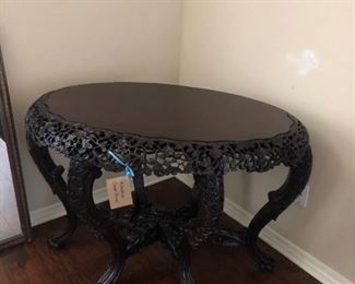 Carved entry table, owner priced