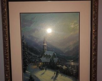 MB -54  "Moonlit Village"  by Thomas Kincaid  framed size  30" x 26"  $125