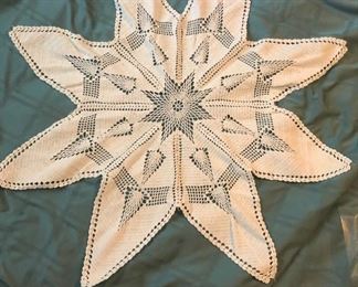 MB -63  Crocheted Side Tablecloth  $10