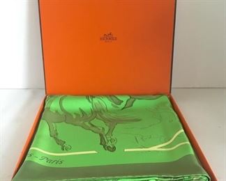 Hermes ‘Ballet Equestre’ silk scarf, new in box 
