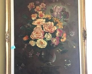 Large floral oil on canvas
