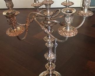 Gorgeous silver plate weighted candelabra. We have a pair! 