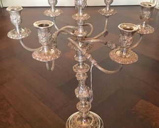 Gorgeous silver plate weighted candelabra. We have a pair! 