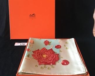Hermes raindrops and roses silk scarf