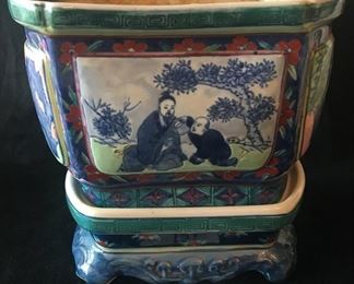 Chinese ceramic planter on a stand