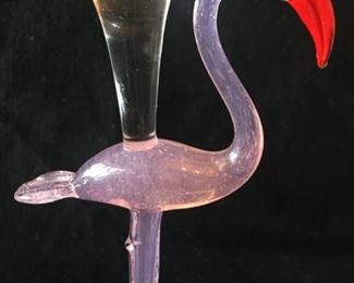 Murano handblown flamingo martini glass