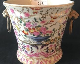 Gorgeous antique heavy 1897 United Wilson Co. JUWC hand painted cachepot with brass handles
