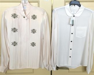 Kate Spade peter pan collar cream silk blouse (new with tags) and Paul Alexander cream and gold pleated silk blouse
