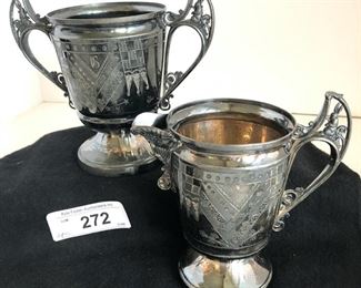 19th century quadruple plate creamer pitcher and sugar bowl