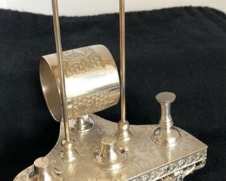 James Tufts Victorian napkin ring holder, with knife rest