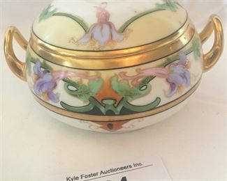 Royal Bavaria hand painted porcelain sugar bowl with floral decorations